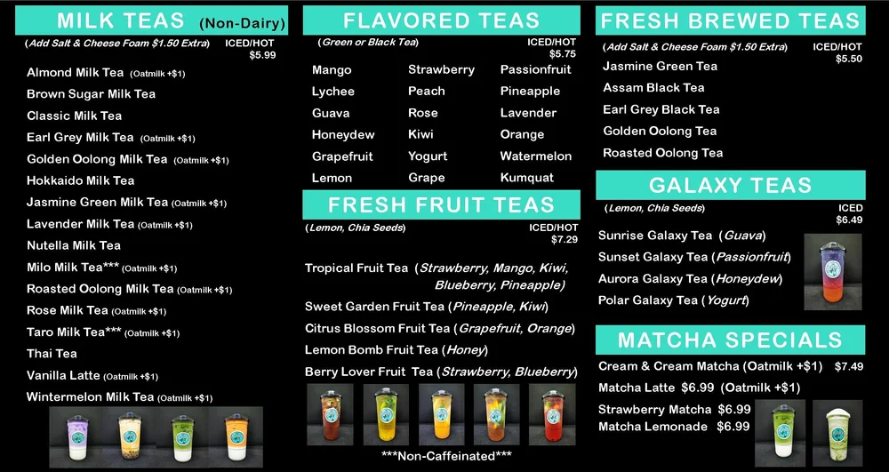 Bobacane Menu The Boba Café