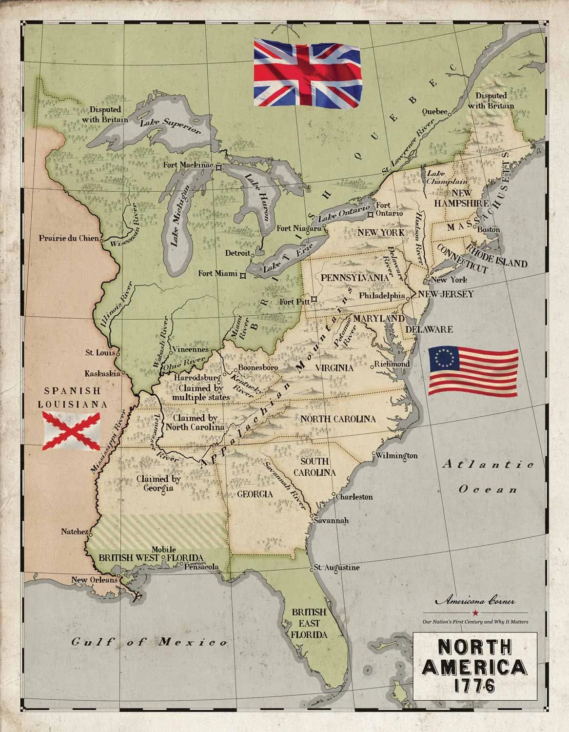 Maps Americana Corner - Web North America 1776