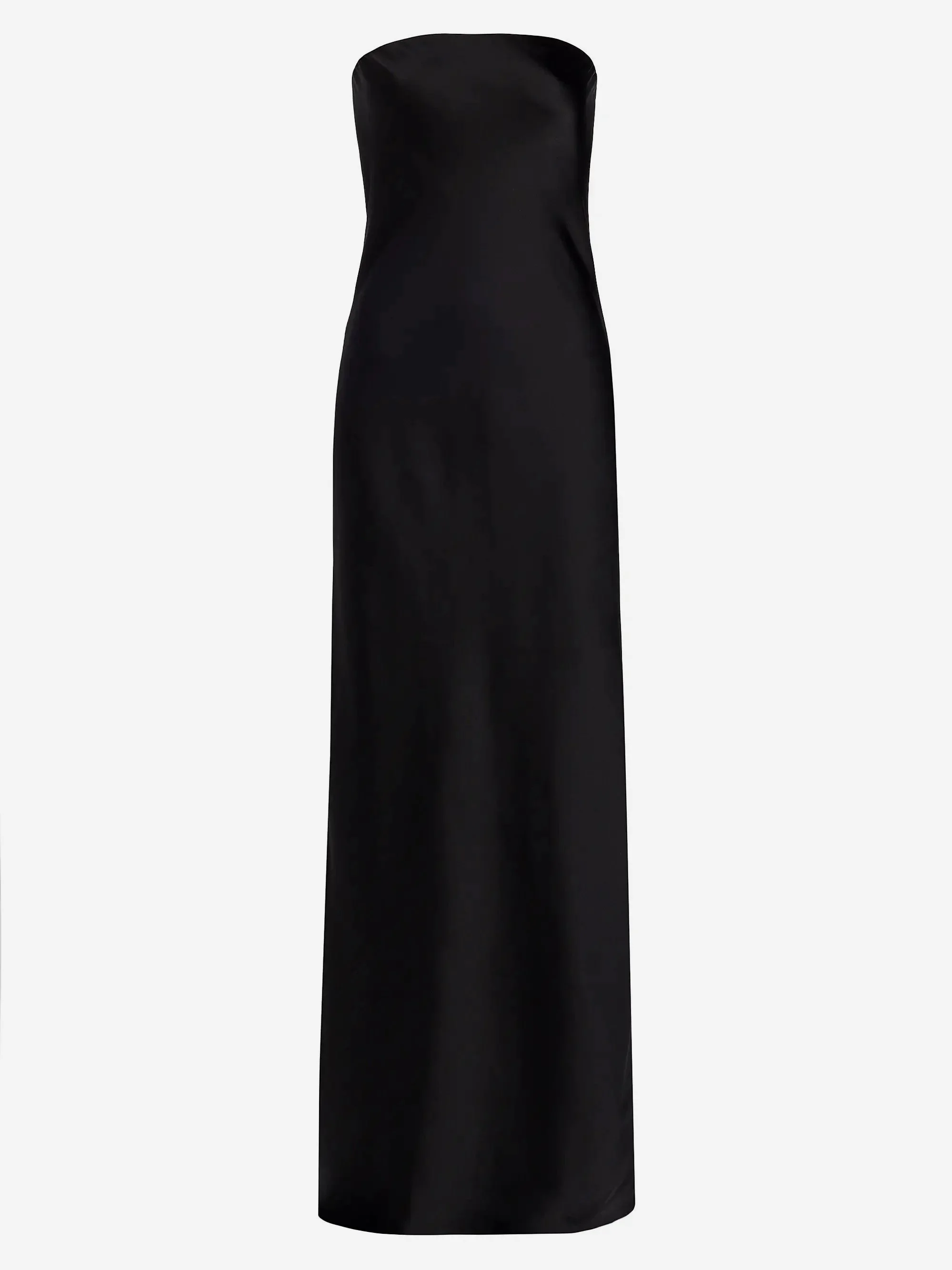strap less satin dress