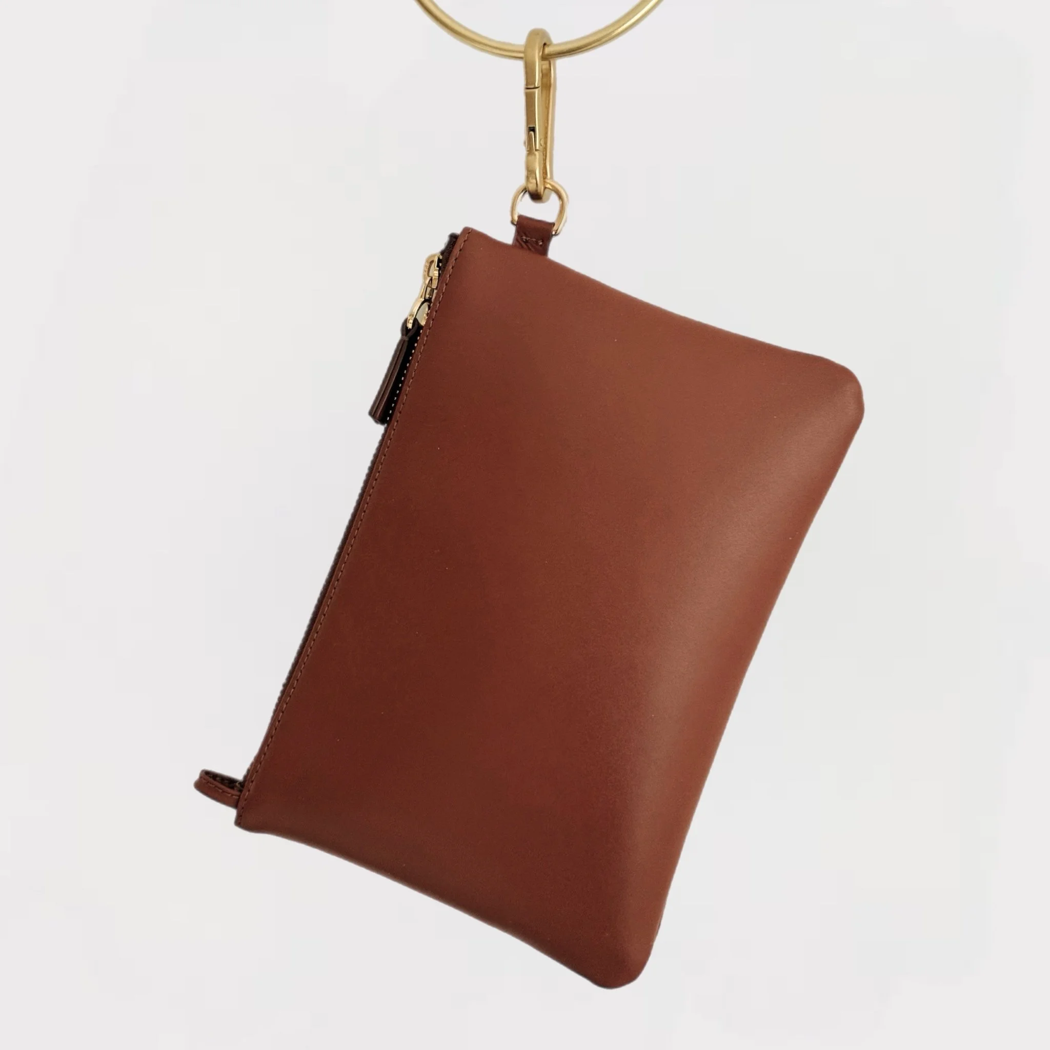 THE MINI LEATHER SIDE HUSTLE  COGNAC / GOLD