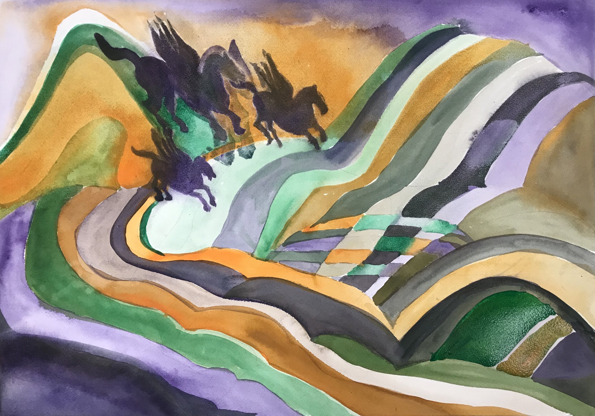 Pegasus, watercolor, 18"x24"