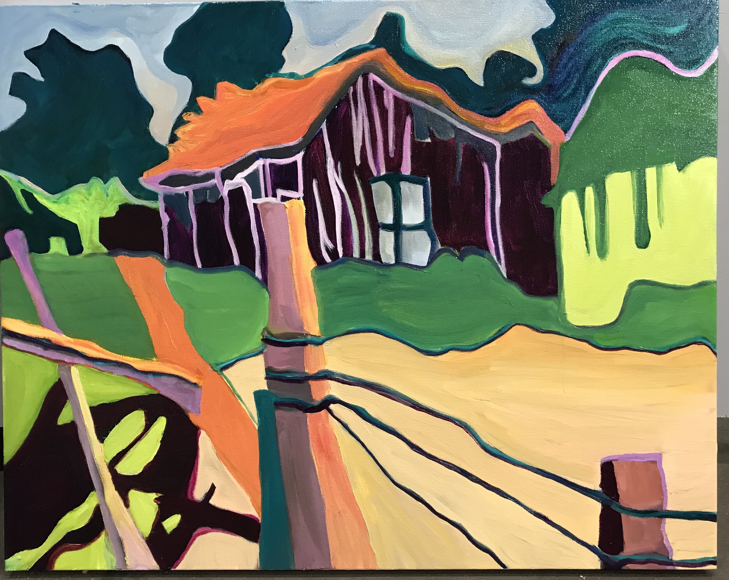 Round Valley Barn, oil on canvas, 24"x30"
