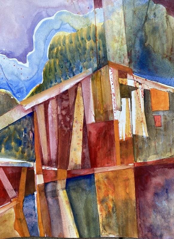 Boarded Up-Quarantine!, watercolor, 20"x14"