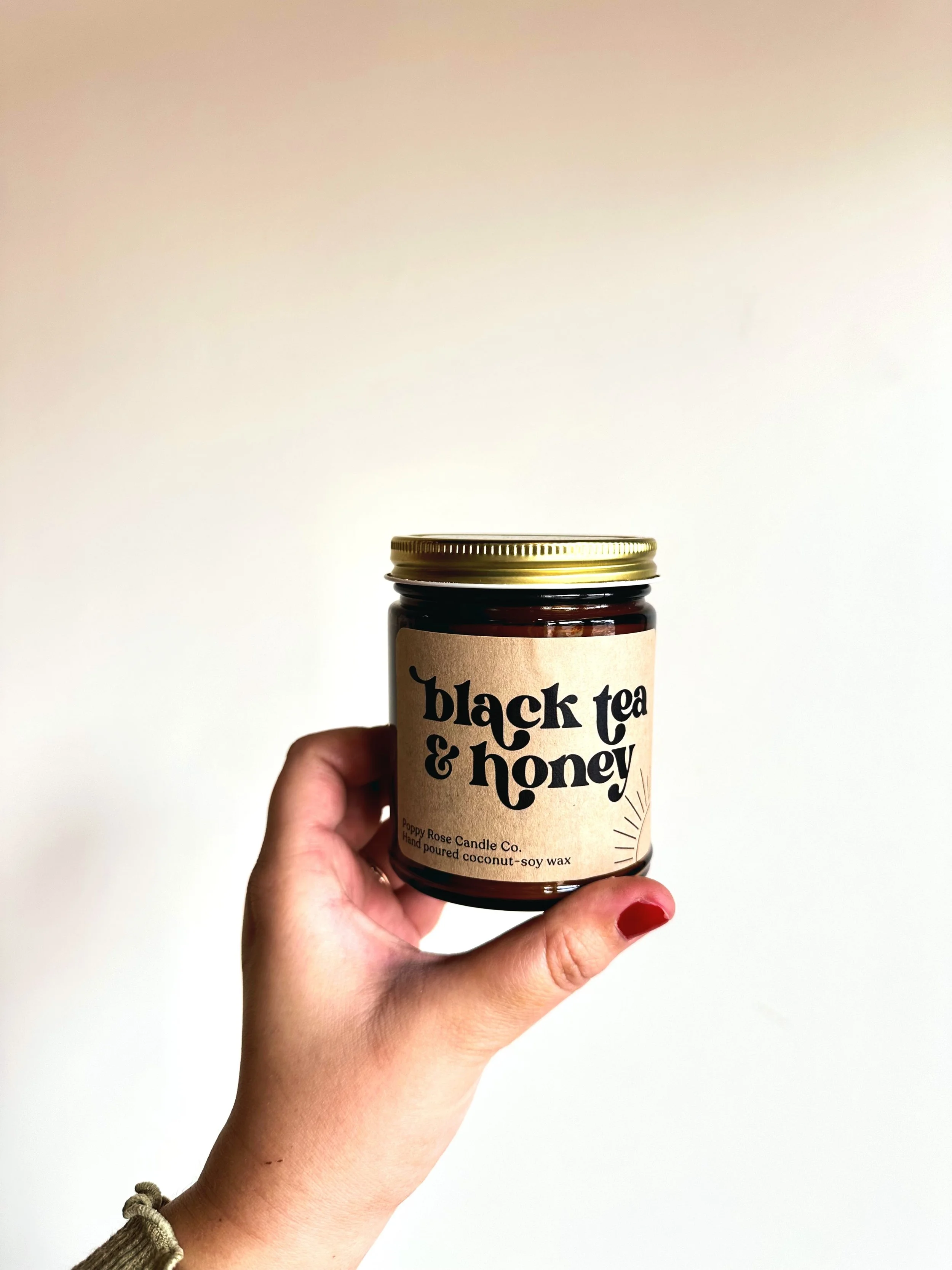 Black tea & honey - 8 oz amber jar candle