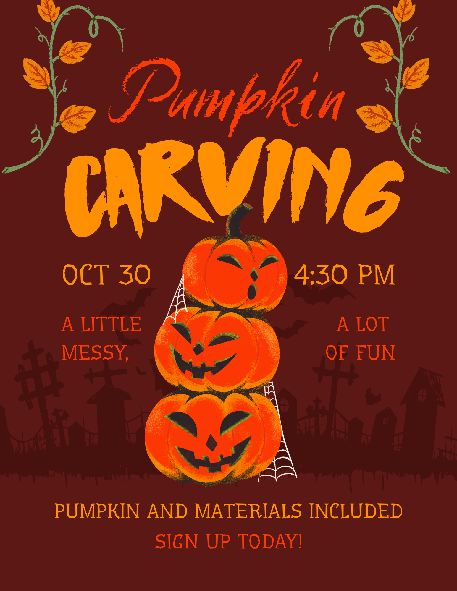Pumpkin Carving 10/30 4:30pm