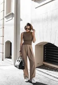 Pantalones Palazos Palazzo Corto Con Zapatillas Pantalones Palazzo