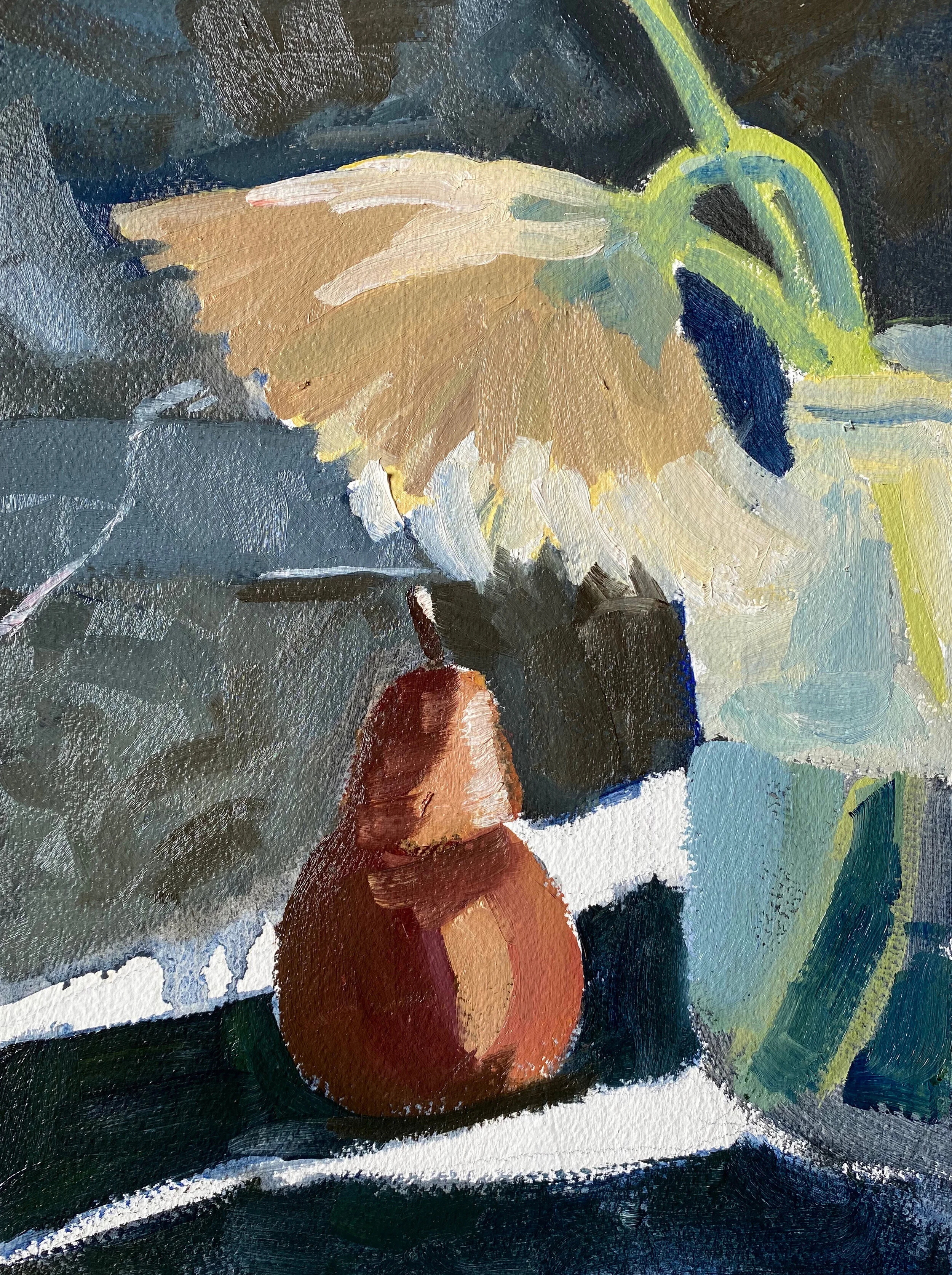 Flower and Pear - Acrylic on Paper - 8 x 11"