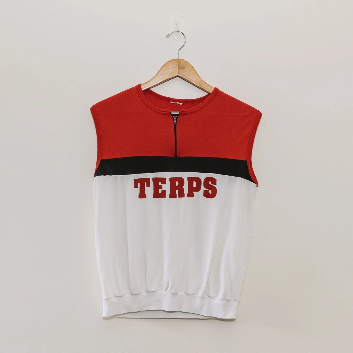 60s/70s University of Maryland Terps Terrapins Quarter-Zip Sleeveless Sweater Sweatshirt (M)