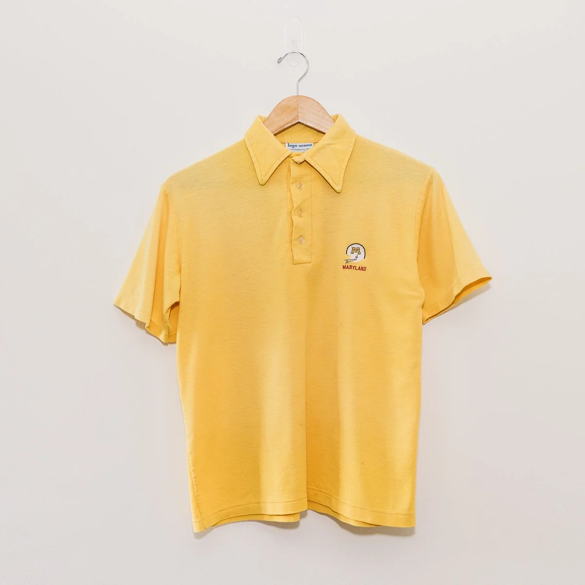 70s University of Maryland Terrapins Terps Yellow Polo Button Up Shirt (M)