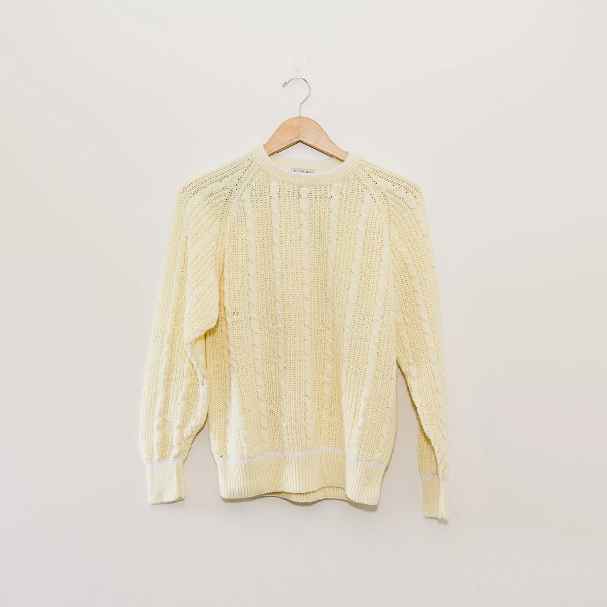 70s Brian MacNeil Sportswear Cable Knit Fishermen Yellow Sweater (M)