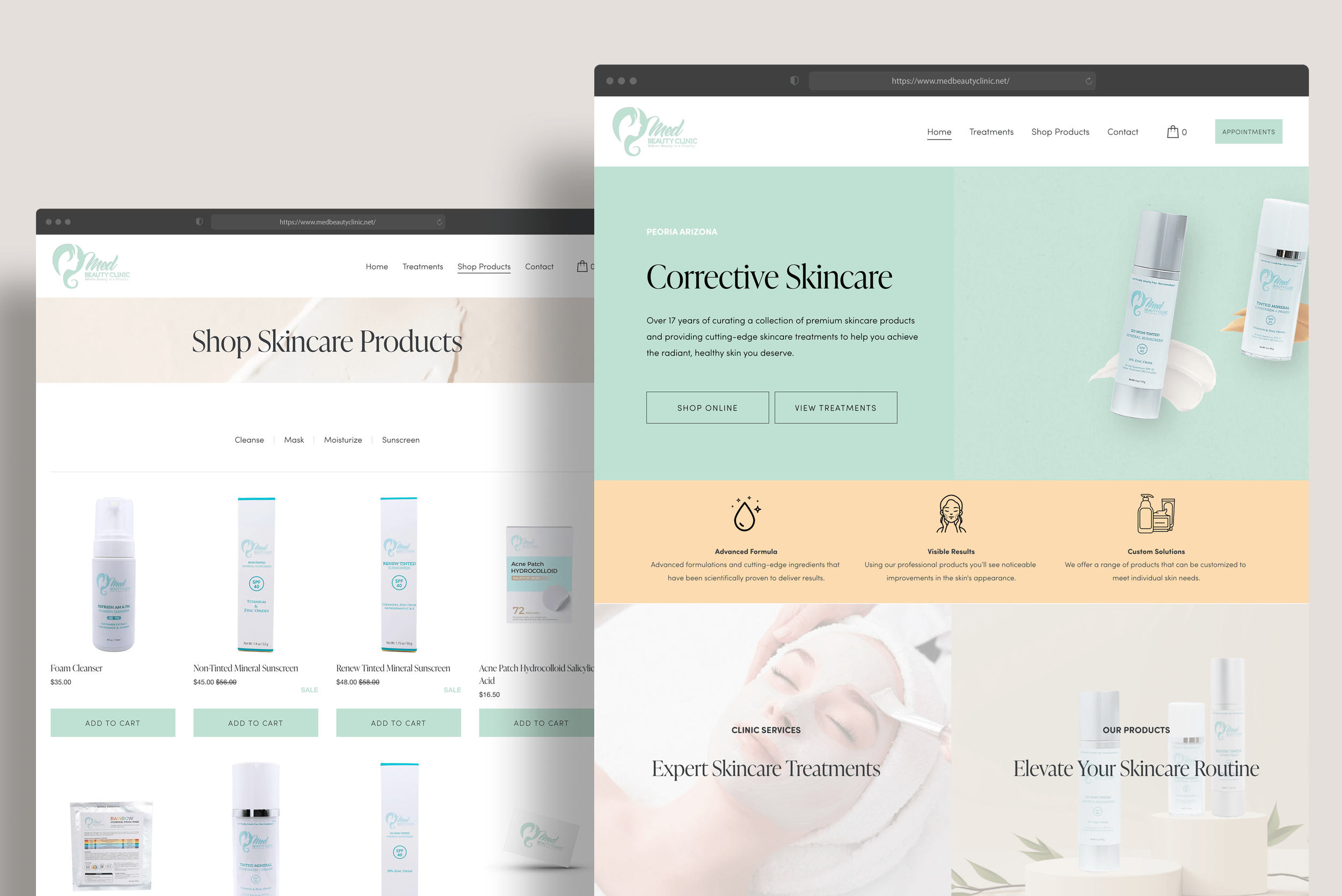 Med Beauty Spa Clinic website design