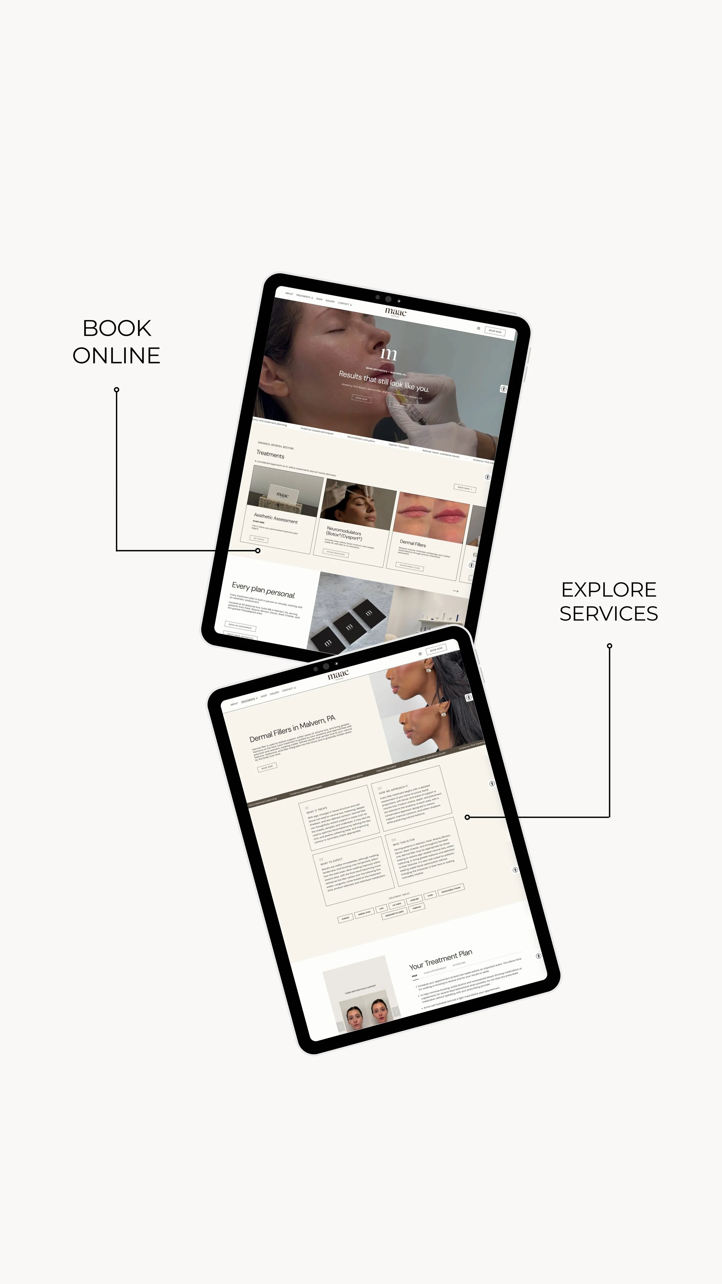 Luxury aesthetic practice website design