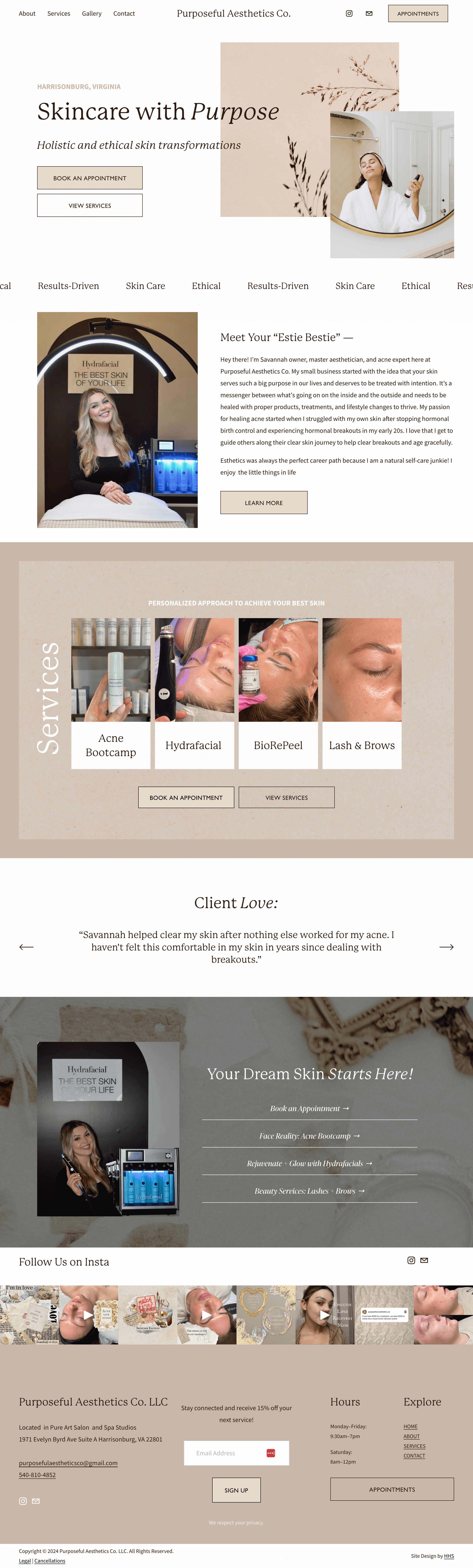 Website for medical aesthetician squarespace