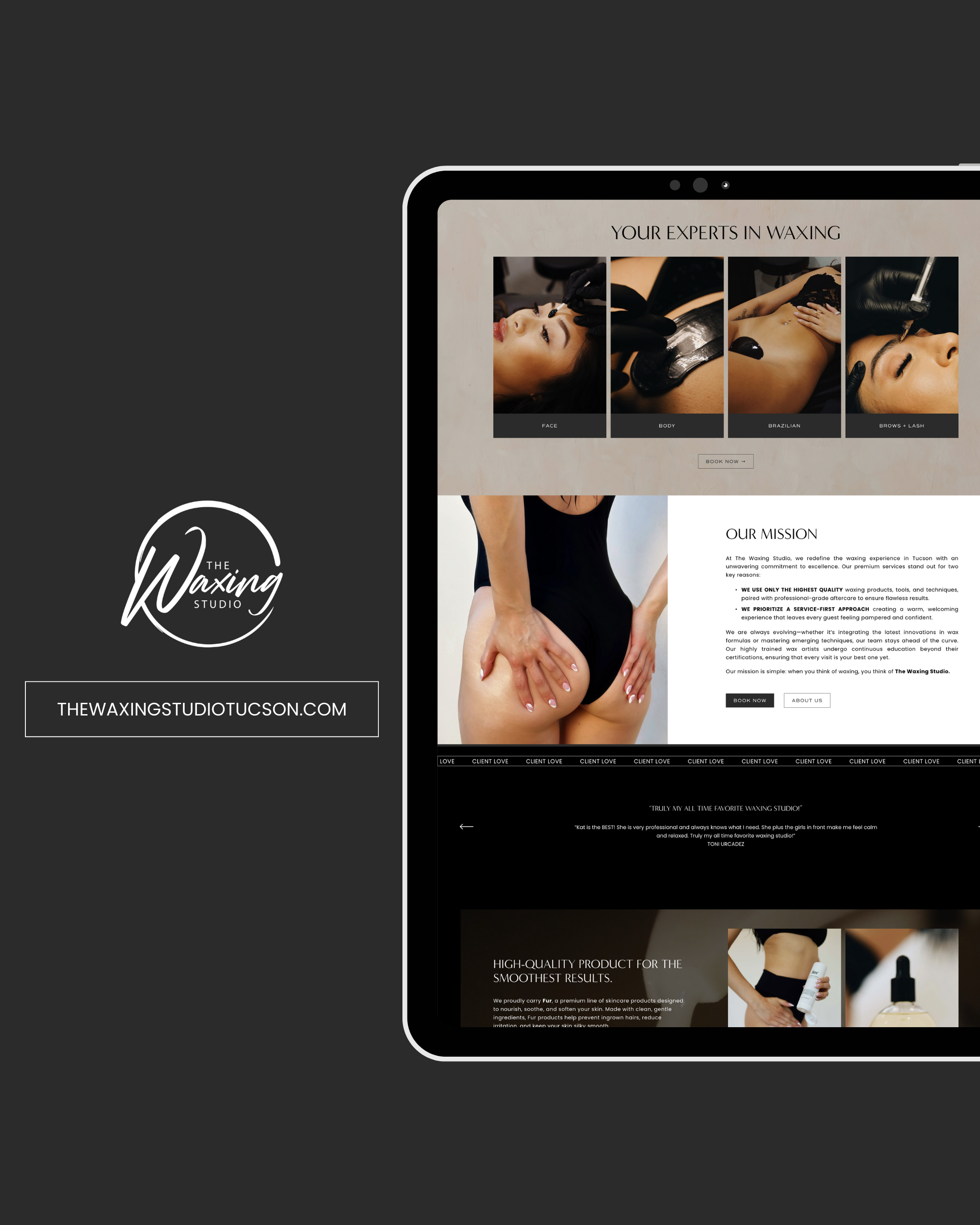 Waxing services page layout designed for SEO and conversions for a Tucson waxing studio website