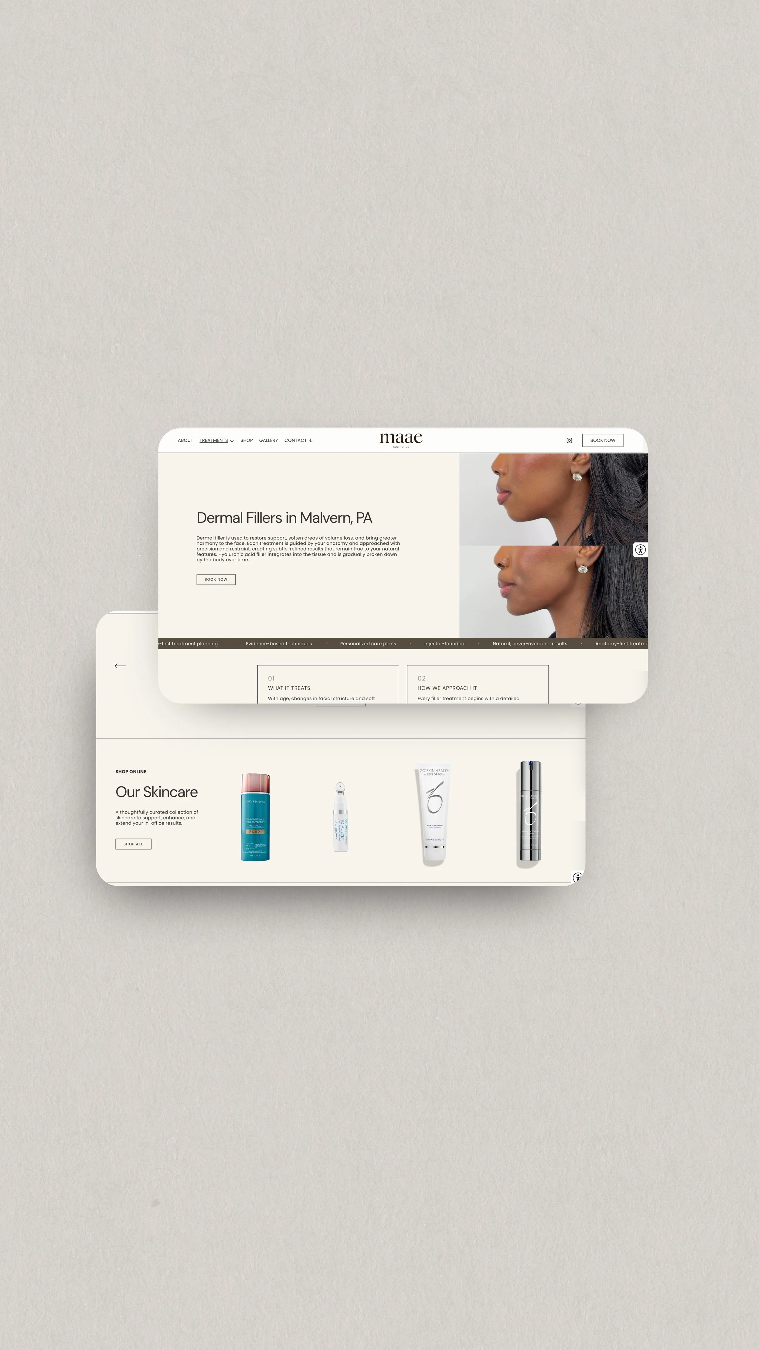 Med spa website design by Honey Hues Studio