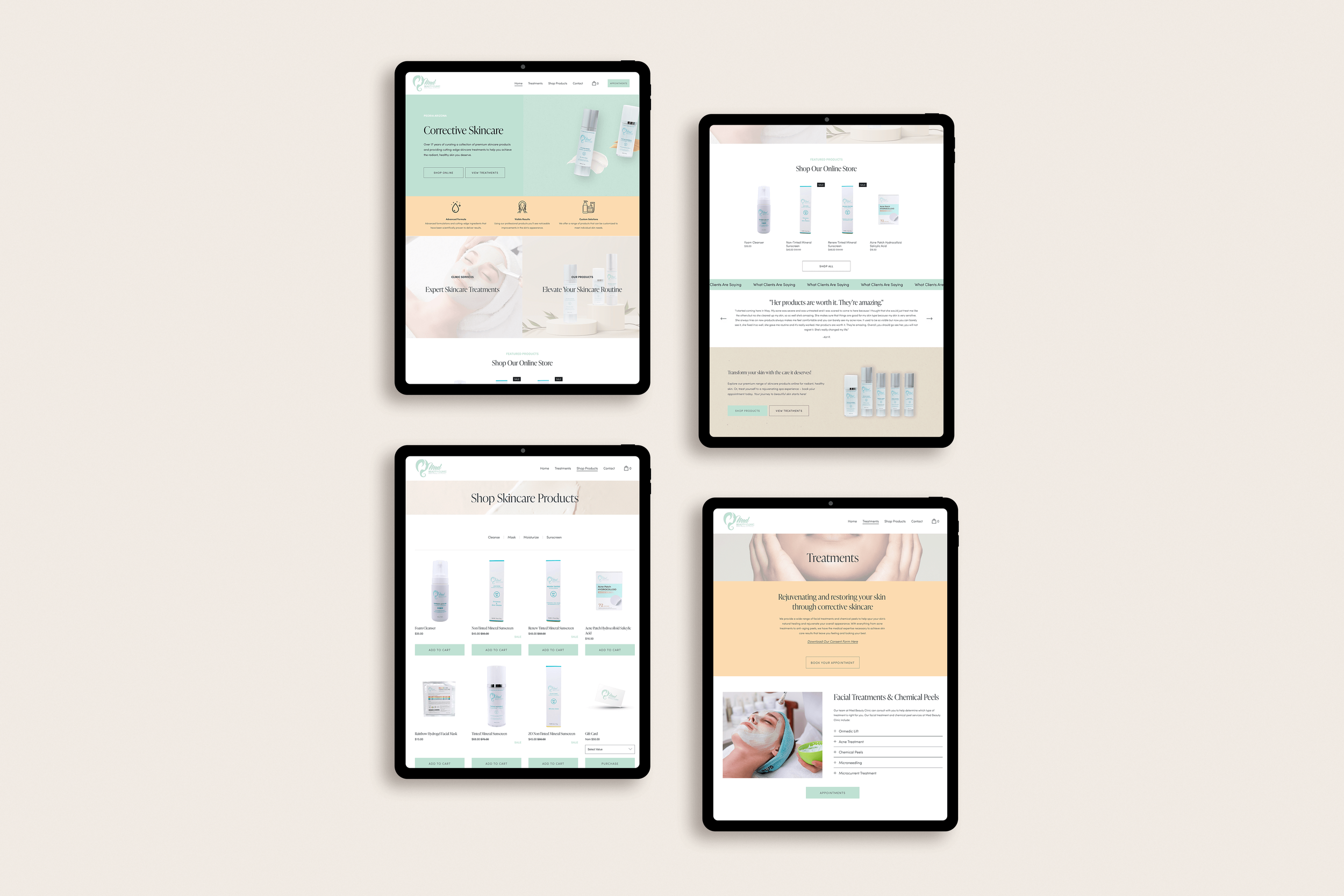 Skincare products website examples