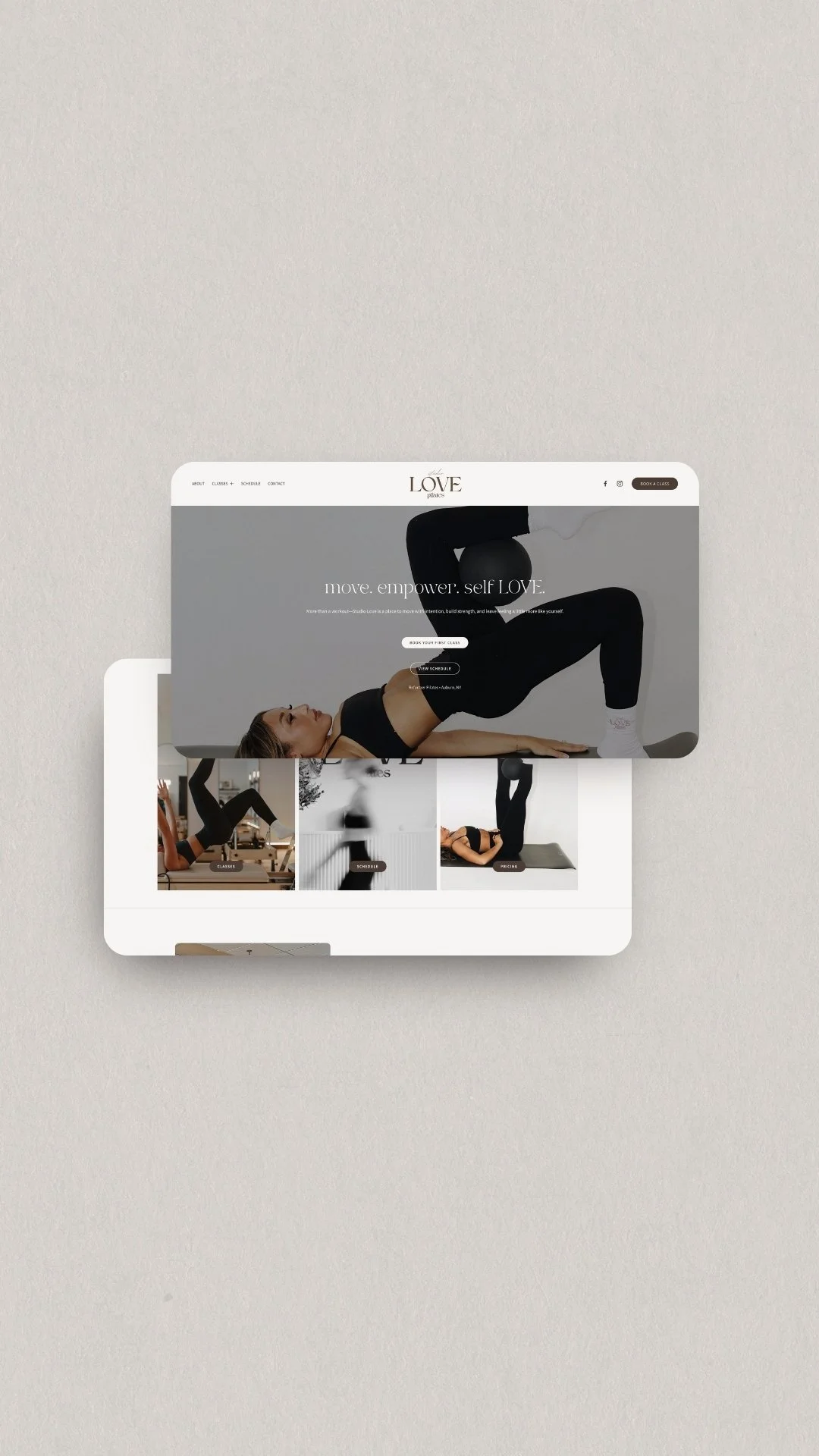 Boutique fitness studio website design