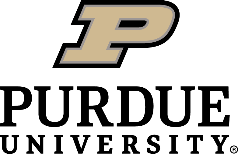 Purdue University logo with a stylized beige and black letter P above the word 'PURDUE' in bold black letters, and the word 'UNIVERSITY' in smaller black letters beneath.
