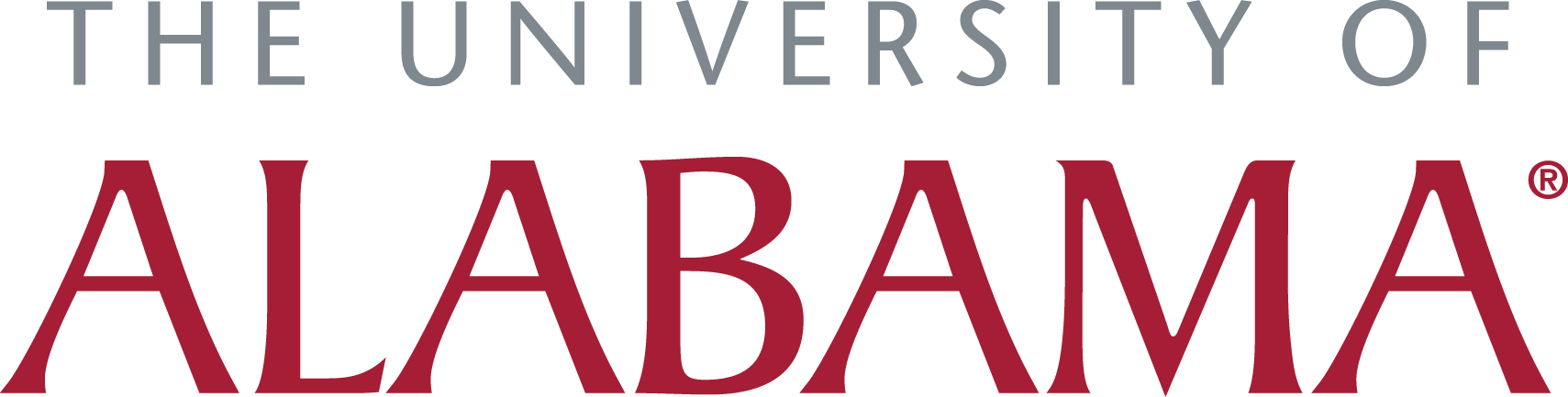 Logo of the University of Alabama in red and gray text.