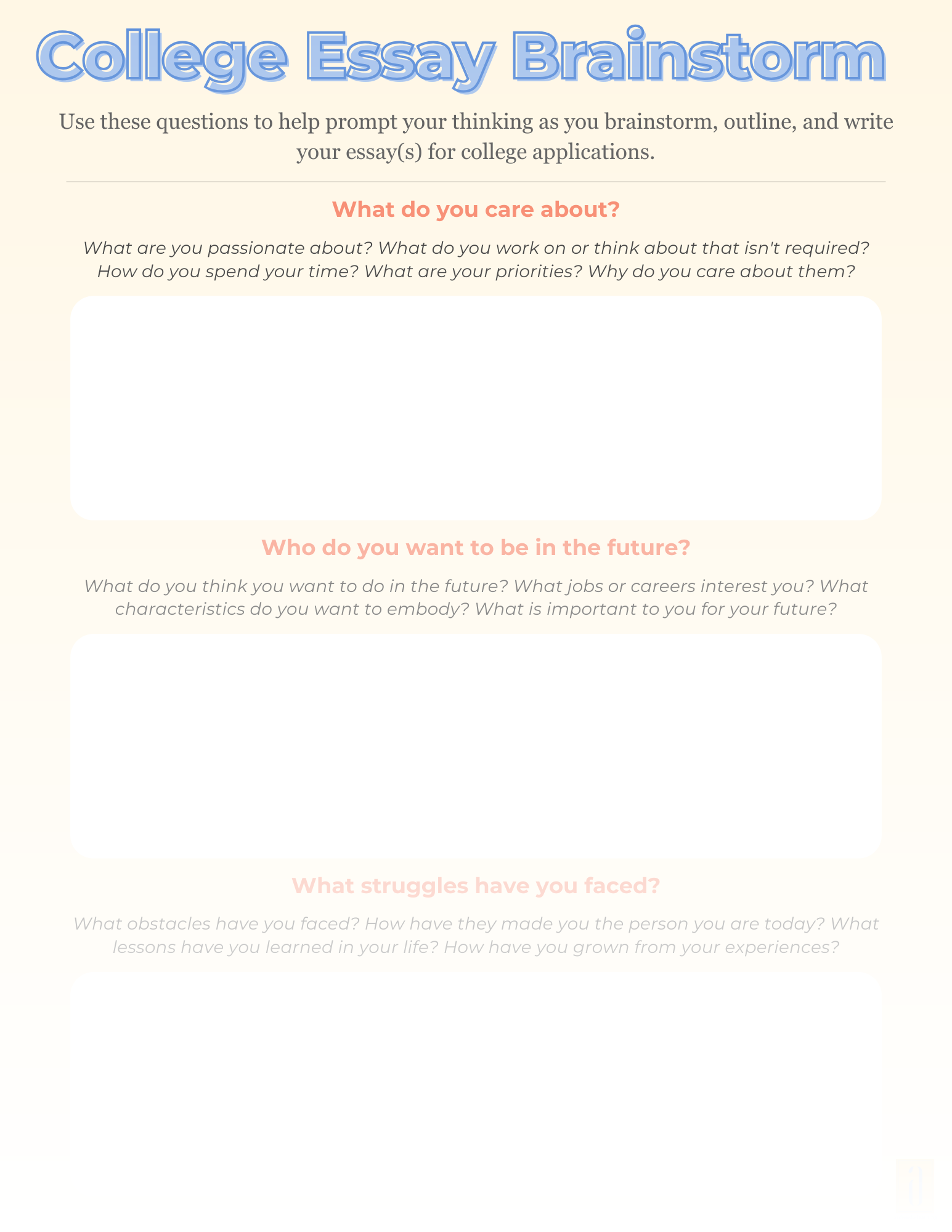 College Essay Brainstorm