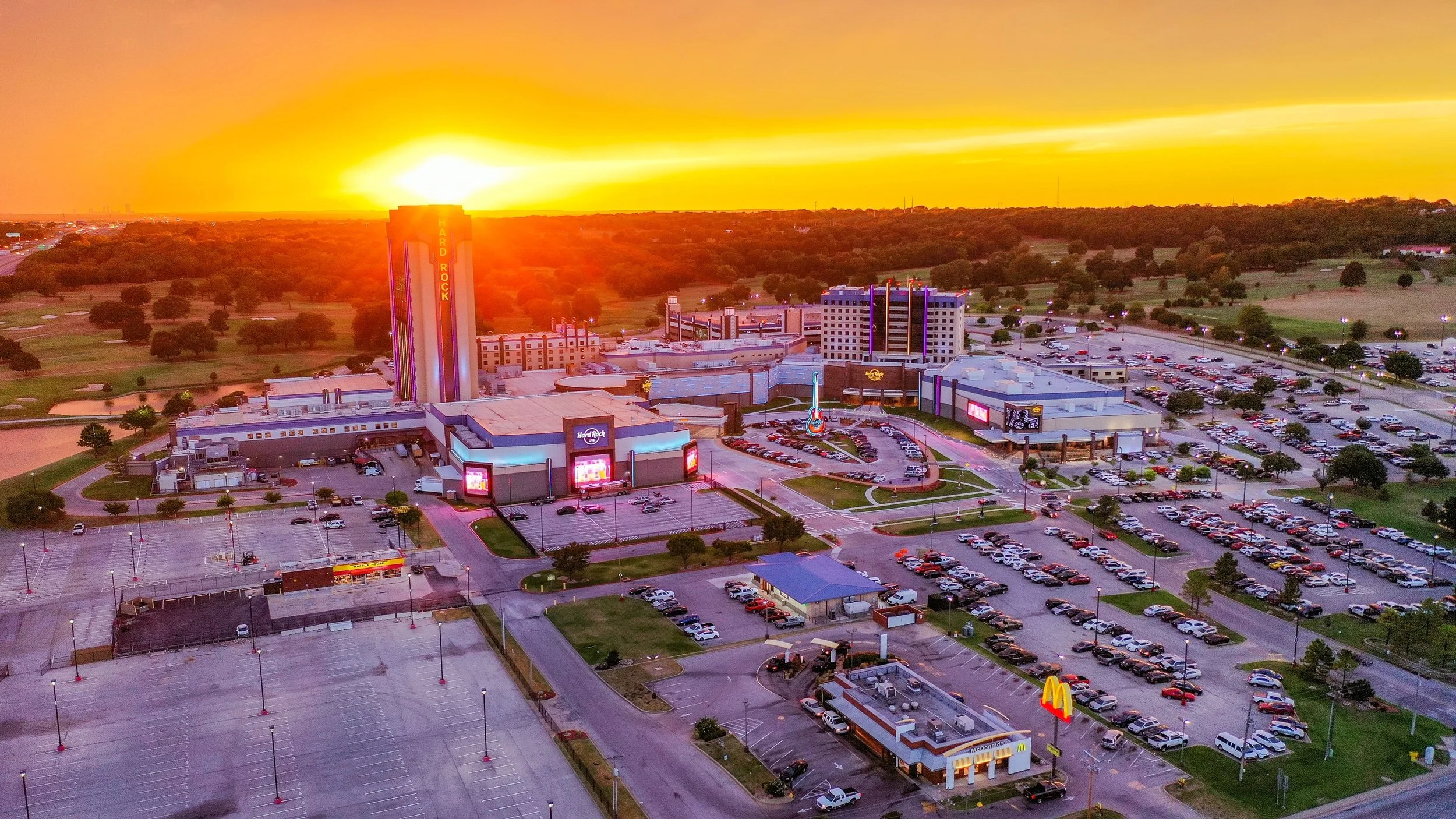 Drone image of the Hard Rock Hotel and Casino in Catoosa Oklahoma