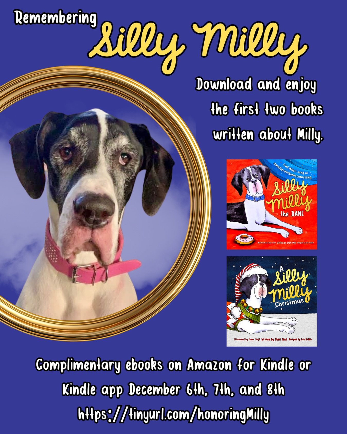 All the love shown to Erin at the passing of sweet Milly is truly heartwarming. To keep Milly forever in our hearts, I&rsquo;ve made the first two ebooks in Milly&rsquo;s collection available at no charge on Amazon starting December 6th through Decem