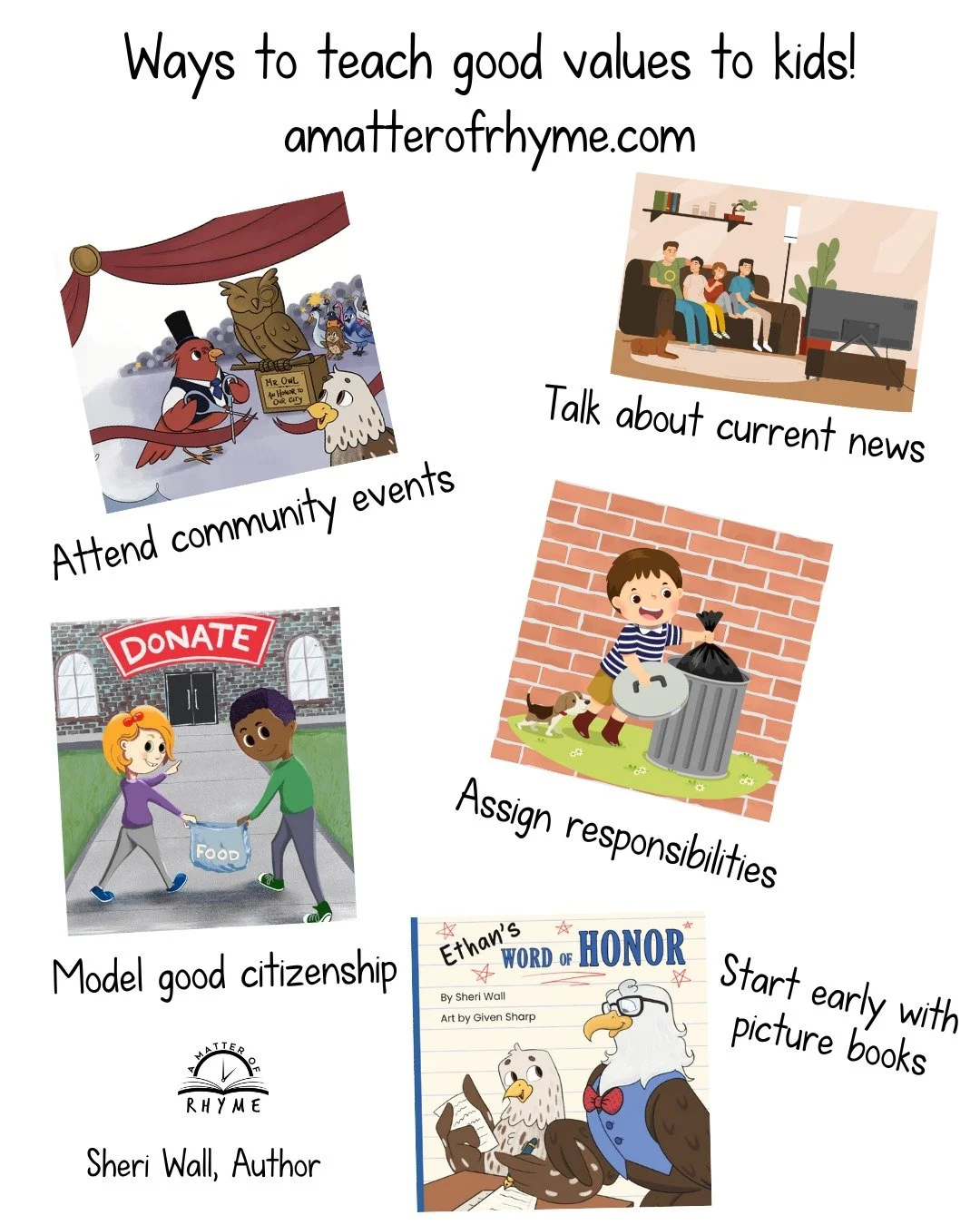 Here are a few ideas to help teach good values to kids. 

How many of these do you currently do, or remember your parents doing with you?