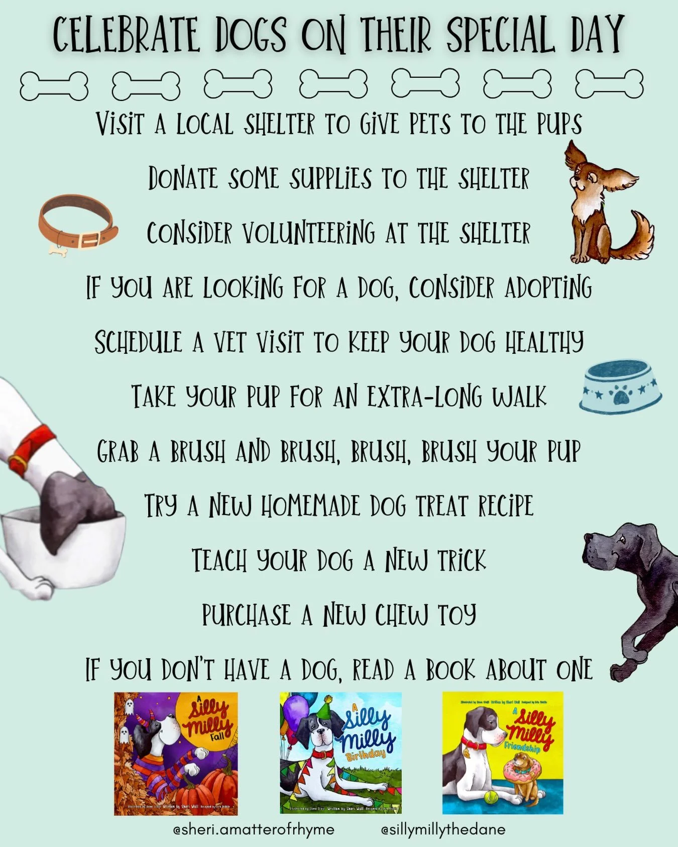 Happy National Dog Day! Do something special for a special canine on August 26th! Tell me your dog&rsquo;s name in the comments.

Books about a Great Dane named Milly (The Silly Milly Collection) are available on Amazon.