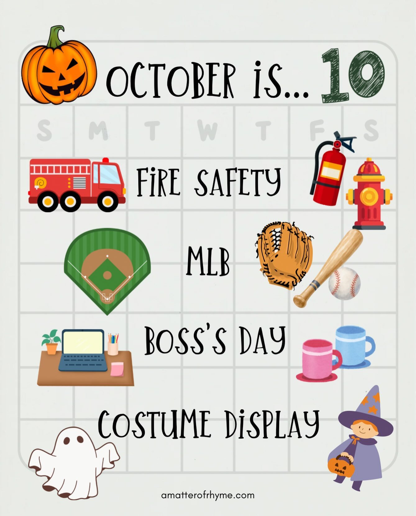 October, we&rsquo;ve been waiting for you. We&rsquo;ll be entering the 4th quarter of 2026. There may be Fire Safety Month activities in your area. There&rsquo;s the World Series, Boss&rsquo;s Day, and more. Of course, the grand finale of October is 