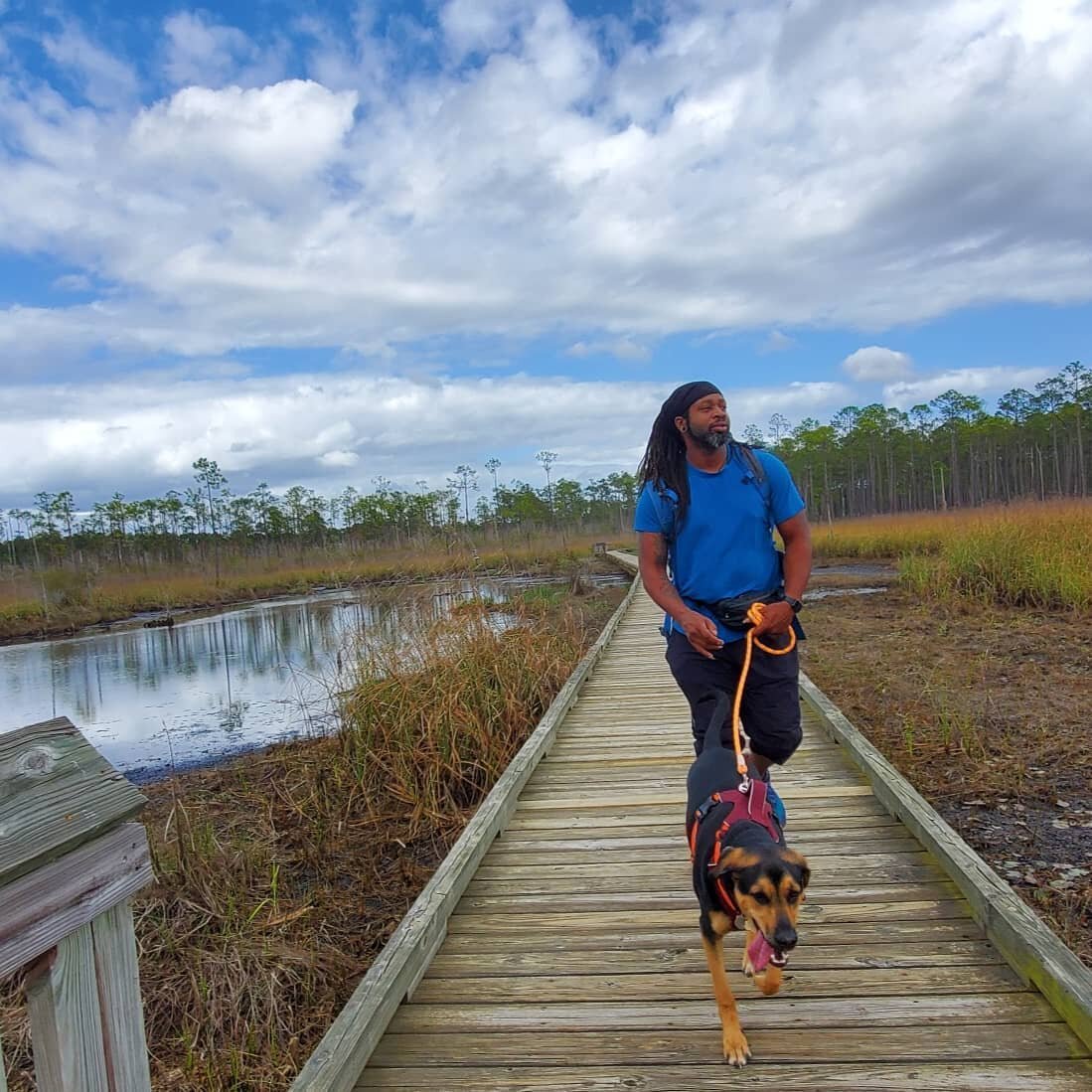 Today took Django out for his first outing on my local trail. He had an absolute blast taking in all the sights and smells but I'm afraid I just ruined him. Come time to leave I had to wrestle with him and lift his 50lb butt up to get him in the car.