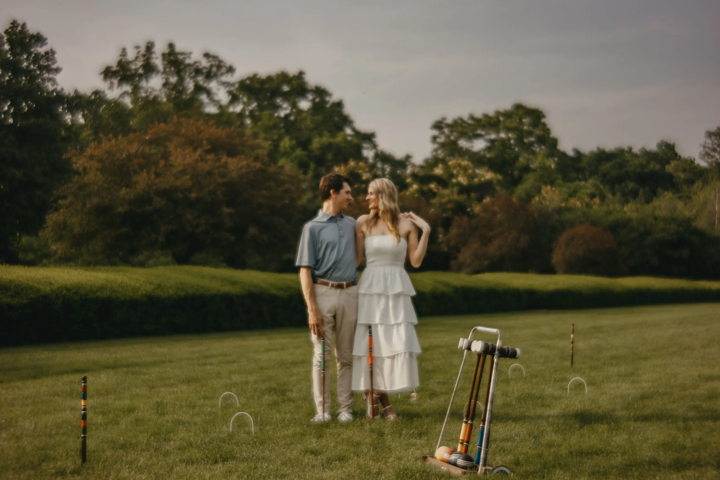 Love in Play: A Croquet-Filled Engagement Session at Holcomb Gardens
