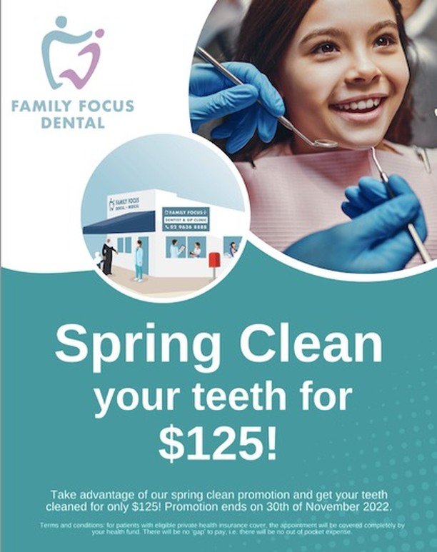 We're so excited Spring is here! 🌼 Take advantage of our Spring Clean promotion. $125 for a check up and clean with one of our friendly dentists. Book online at www.familyfocusdental.com.au and we look forward to seeing you soon! 
#wenty #wentydenti