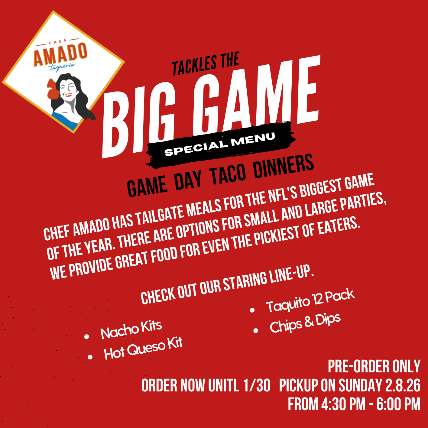 Big Game Tailgate - Pre-Order Only
