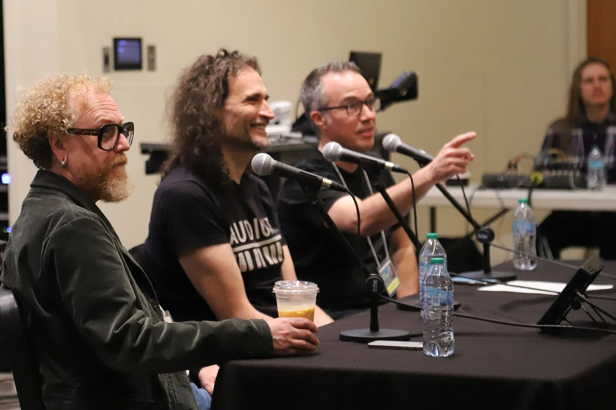 A trio of speakers at the 2nd AlgoRhythms at a panel discussion.