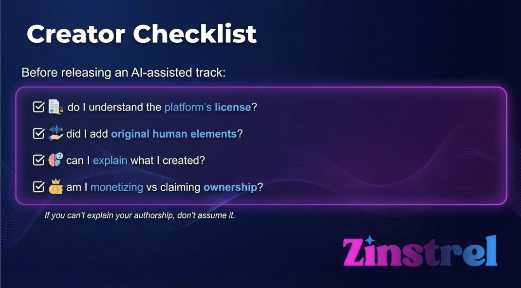 a checklist for creators to consider whether they understand their contributions in light of copyright law