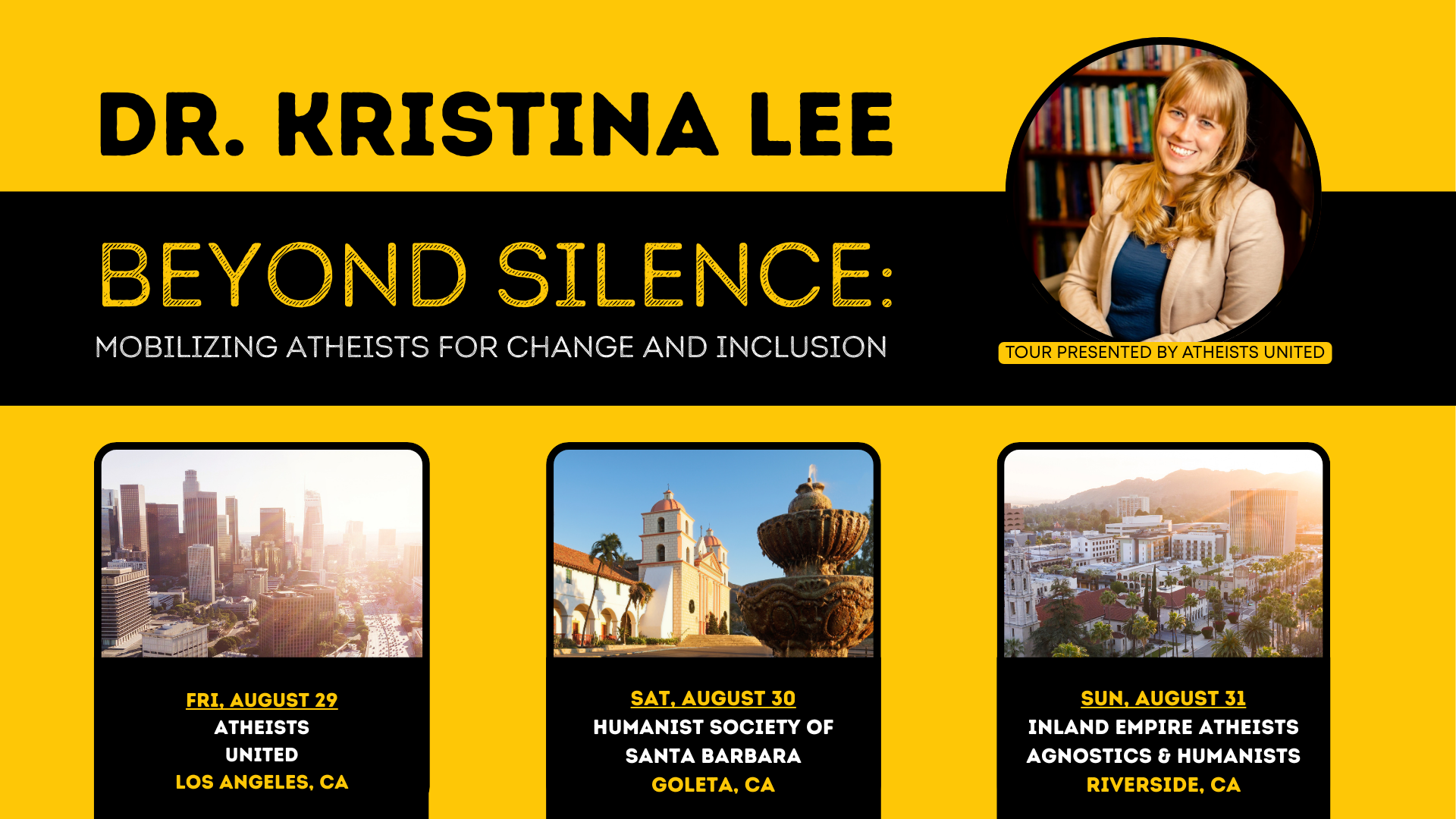 Atheists United Organizes SoCal Speaking Tour for Dr. Kristina Lee
