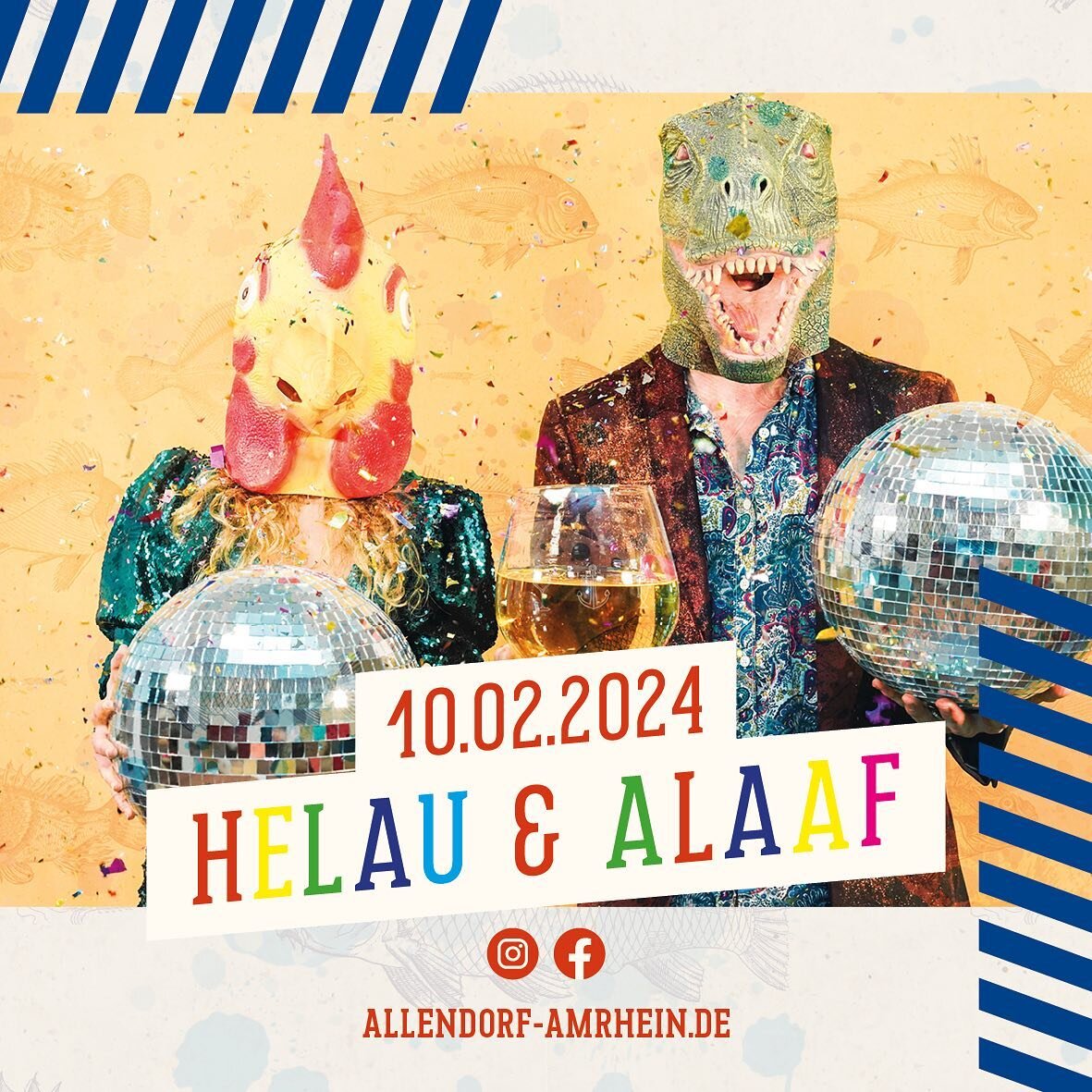 HELAU &amp; ALAAF

In genau f&uuml;nf Wochen ist es soweit - wir feiern wieder mit euch und DJ Mandy die f&uuml;nfte Jahreszeit🪅

Samstag, den 10.02.2024 am Rhein ❤️🤍💙💛
Einlass ab 15.11 Uhr

Karten gibt es ab jetzt im Weingut Allendorf @weingutal