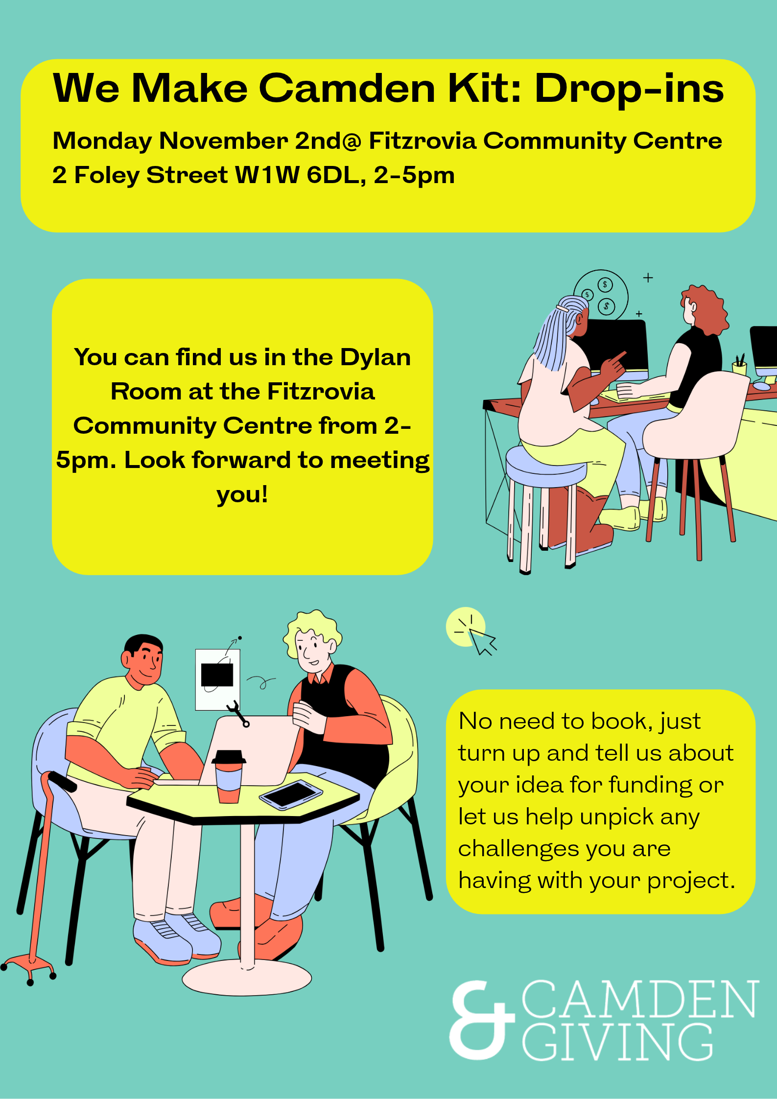 Drop in@ The Fitzrovia Community Centre, 2 Foley Street, W1W 6DL