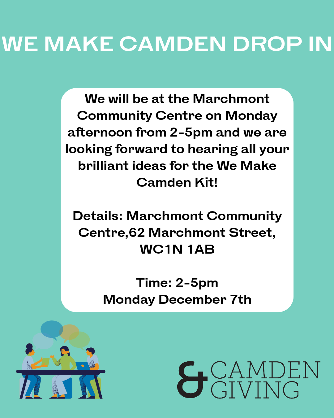 Drop in@ The Marchmont Centre, 62 Marchmont Street, WC1N 1AB