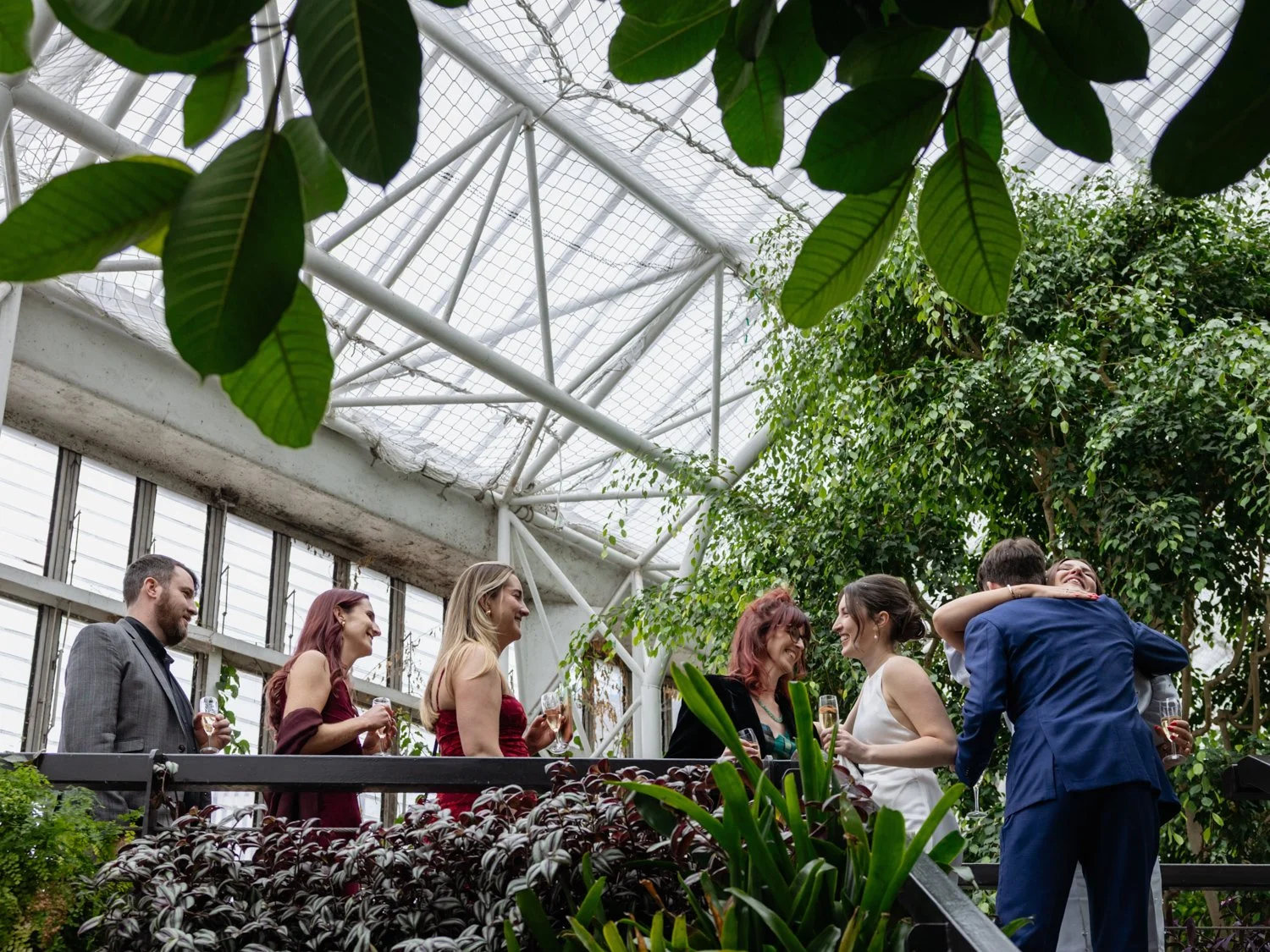 Guests line up to congratulate the bride and groom.