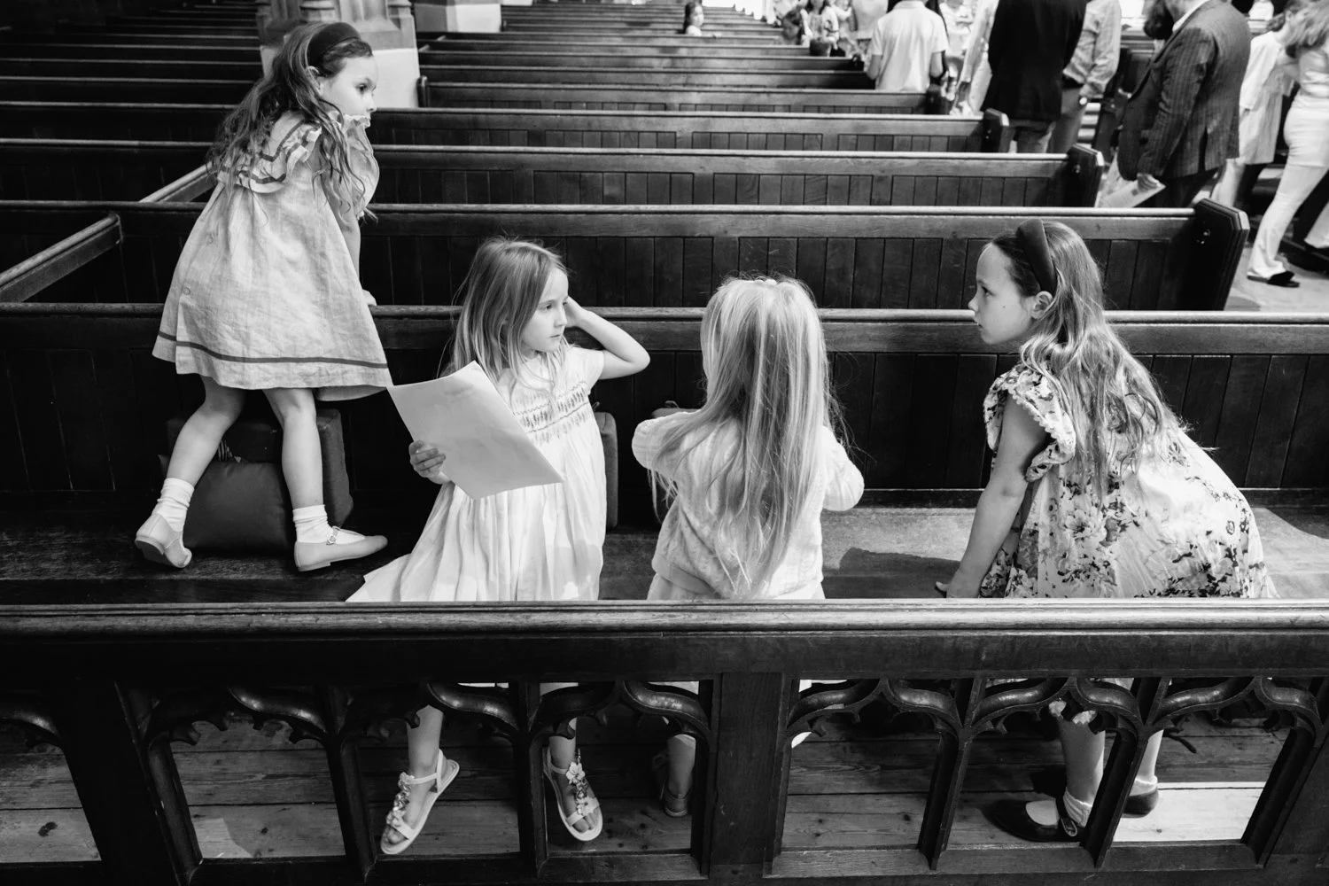 Little girls in the pews