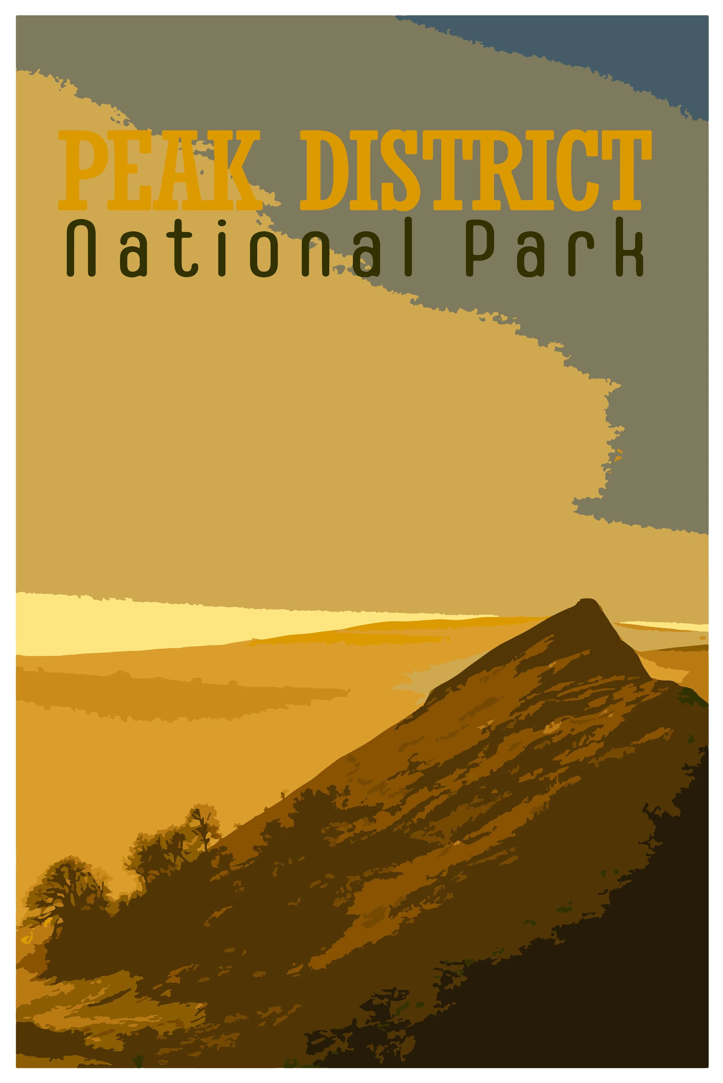Peak District WPA inspired retro travel poster.