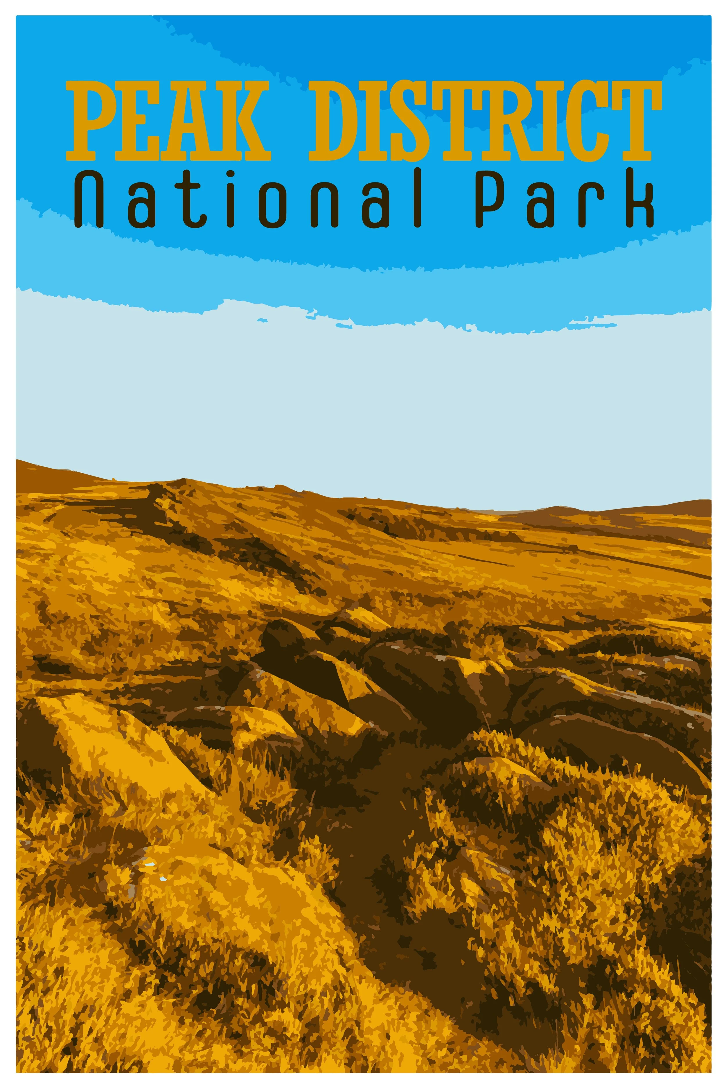 Peak District WPA inspired retro travel poster.