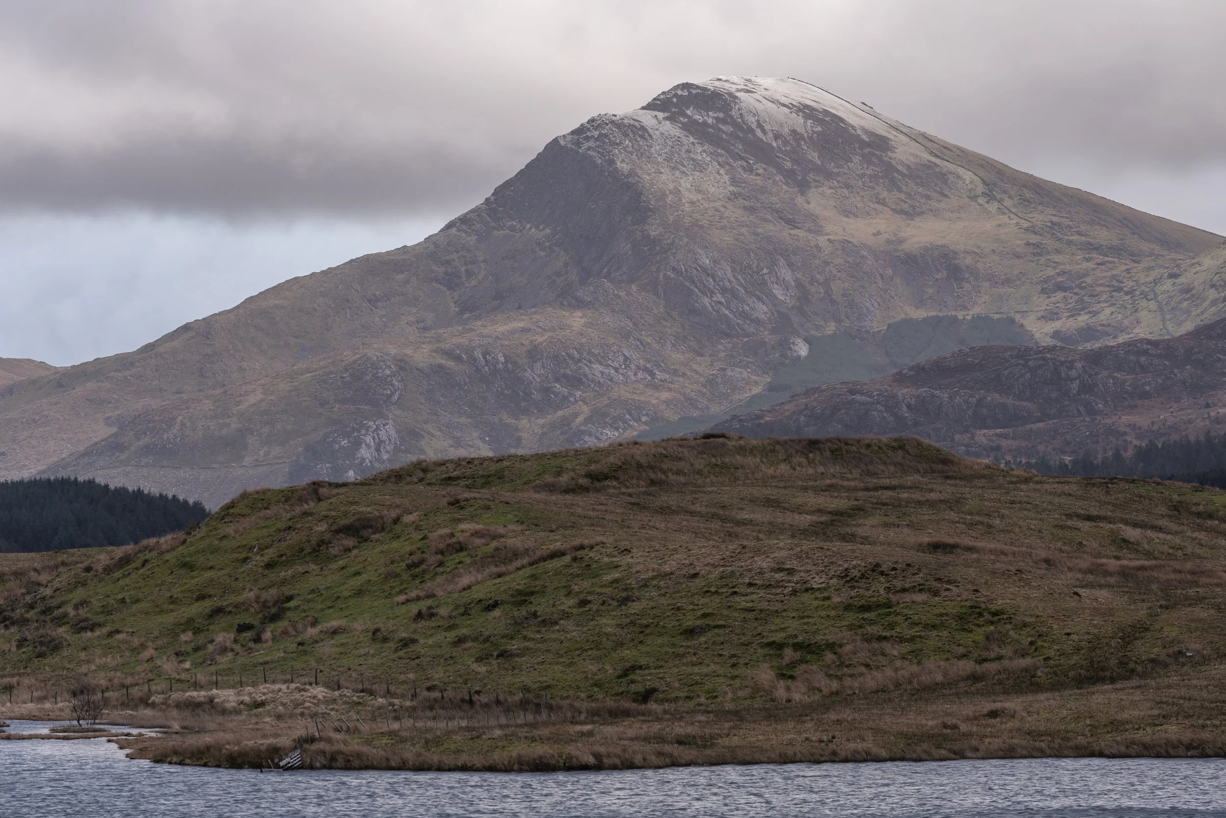 View of Moel Hebog from Llyn y Dywarchen.
