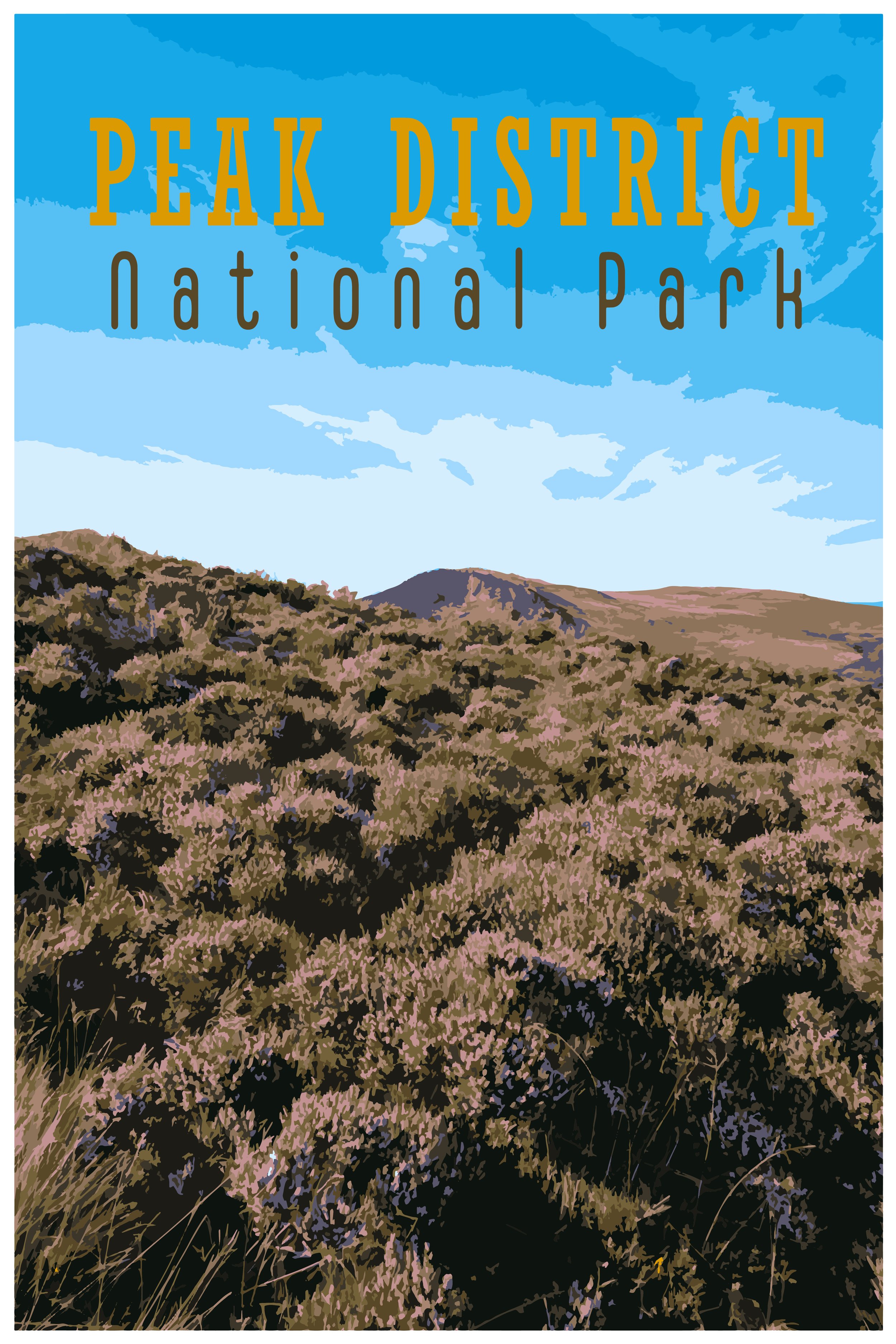 Peak District WPA inspired retro travel poster.