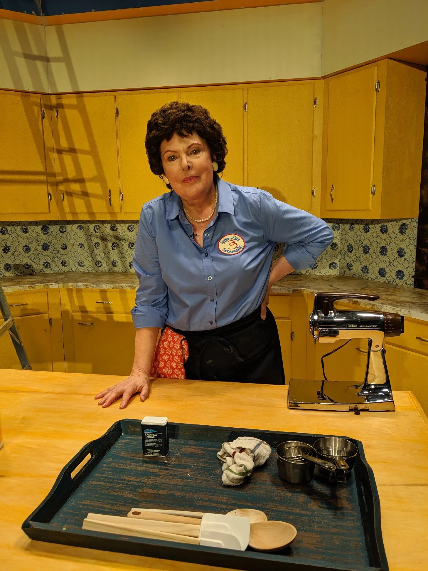 Joyce Castle portraying Julia Child, Des Moines Metro Opera 2019