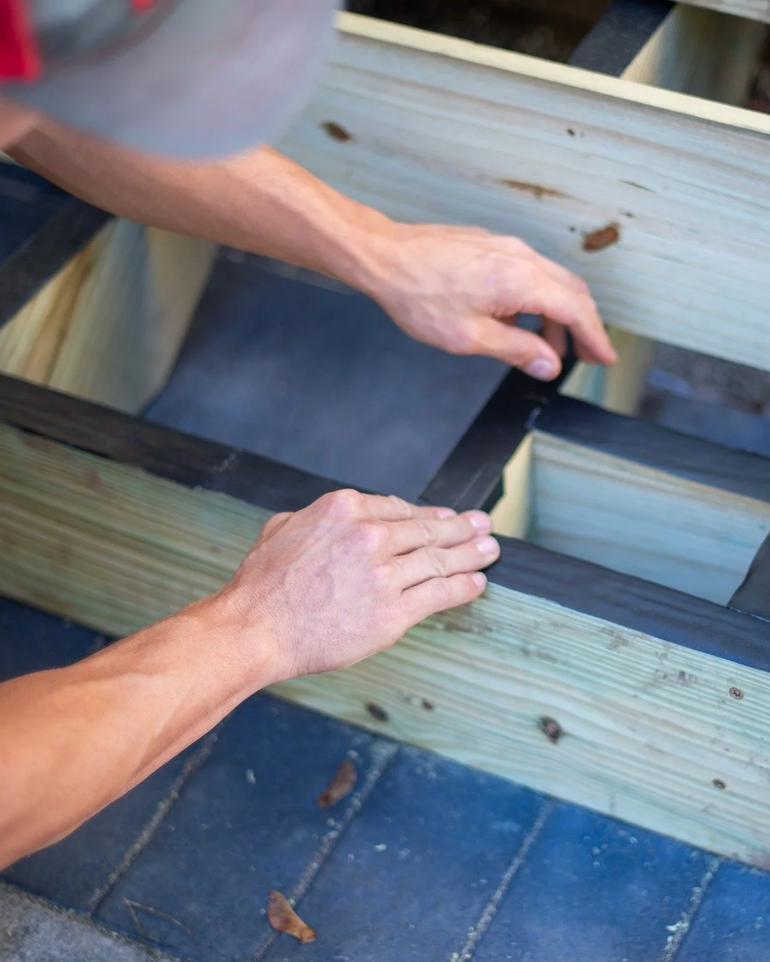It&rsquo;s all in the details. 🔨

When building outdoor steps, we take extra care at every stage, even taping the top of each tread before the boards go down. This simple step acts as a moisture barrier, helping to protect the wood from water damage