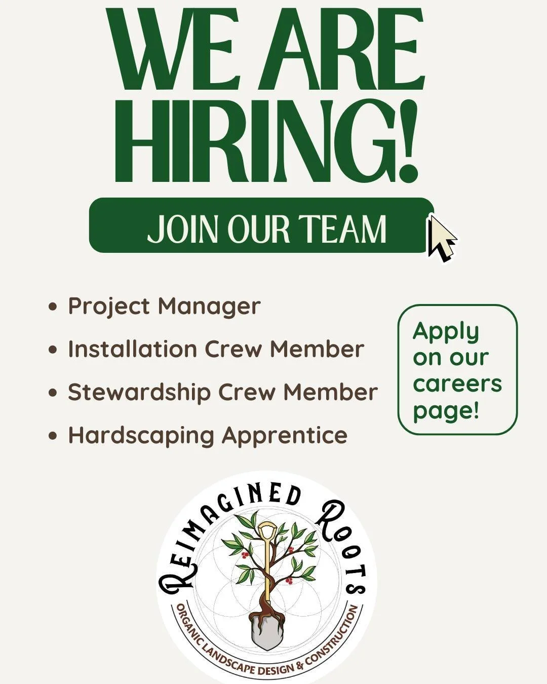 🚨We're hiring! 🚨

Do work you're proud of, move your body and change the world.

Think we might have your dream job? Apply now to get your hands dirty.

Link to careers page in our bio. 🤝