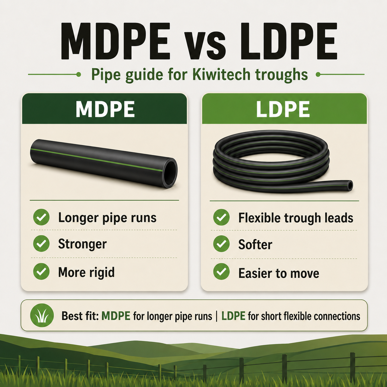 info graphic showing the difference between ldpe and mdpe pipes