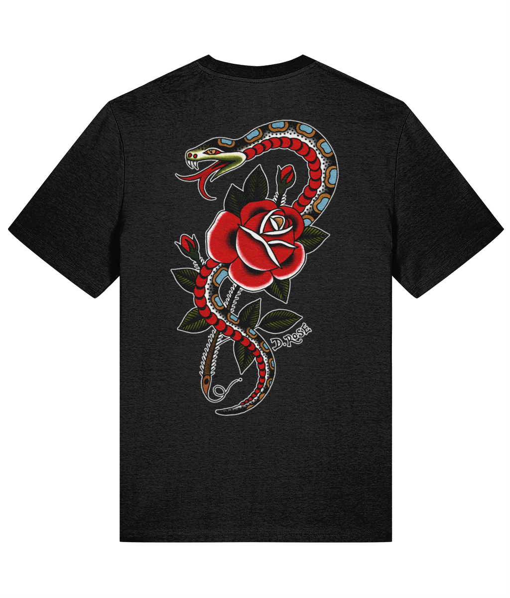 Snake and Rose  T-Shirt (Black)
